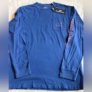 NWT Vineyard Vines Boys Ling Sleeve Graphic Pocket Tee Vintage Whale Size XL 18